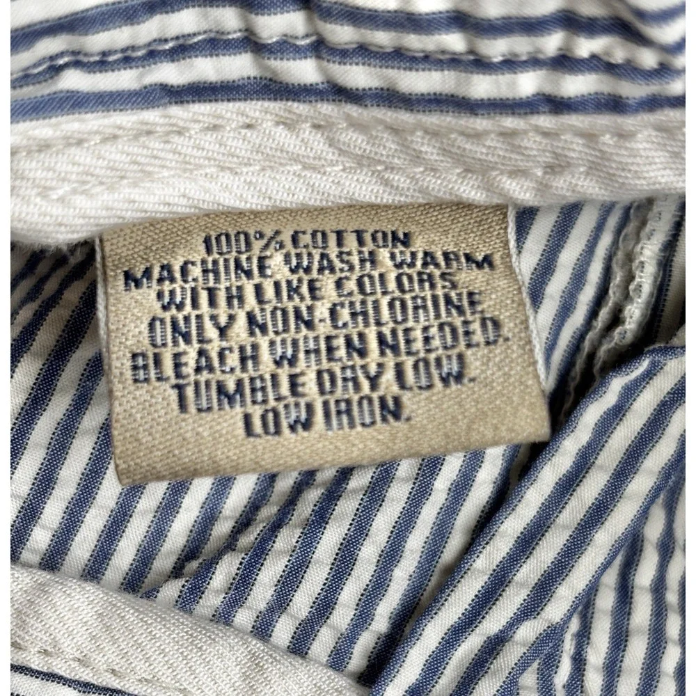 Bills Khakis Striped Pants Blue White Classic Fit Size 33 Cotton USA Seersucker